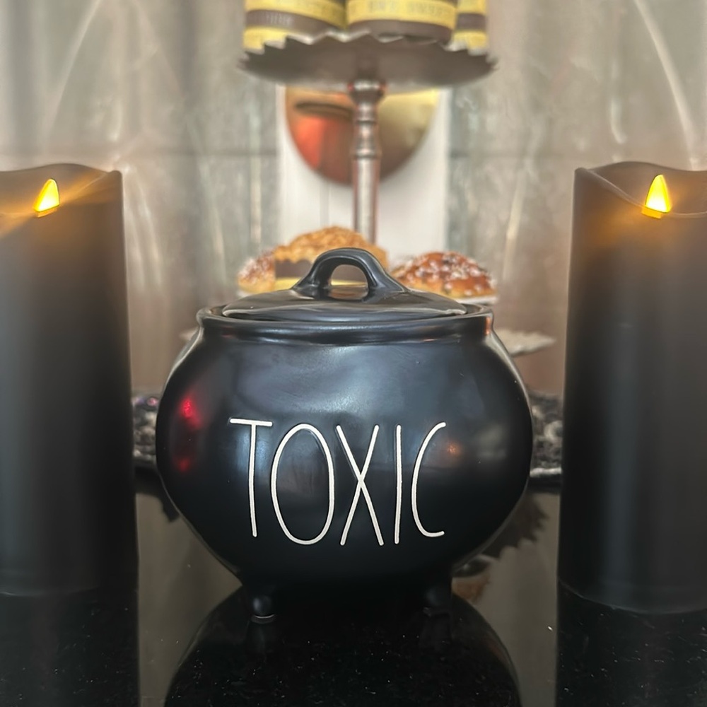 NEW Rae Dunn TOXIC Cauldron ceramic Halloween witch decor